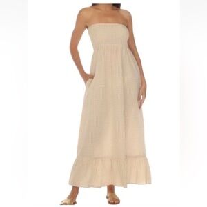 Raviya Strapless Gingham Cotton Coverup Maxi Dress Size L